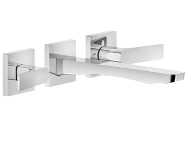RILIEVO - 3 hole wall-mounted brass washbasin mixer by Gessi