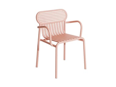 WEEK-END - Stackable powder coated aluminium chair with armrests by Petite Friture