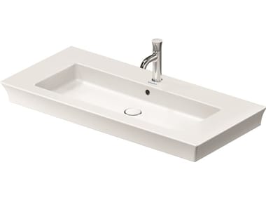 WHITE TULIP - Rectangular single ceramic washbasin with overflow by Duravit