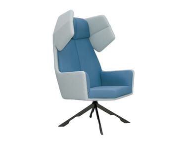 RAMA - Wing swivel trestle-based armchair by Casala