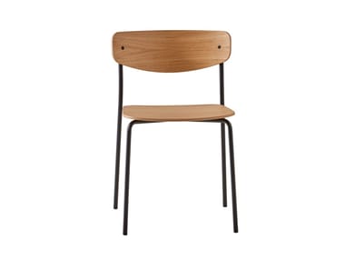 LEA - Stackable open back wood veneer chair by Inclass