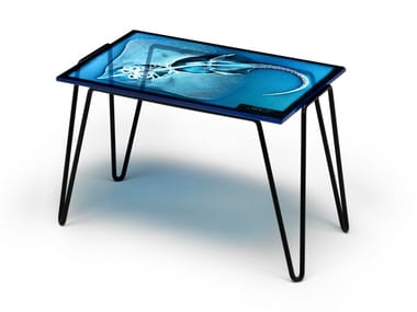 XRAYDIO - Rectangular crystal and steel side table by Moroso