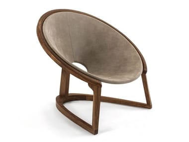 YIN&YANG LOUNGE CHAIR - Leather easy chair with walnut solid wood structure by Riva 1920