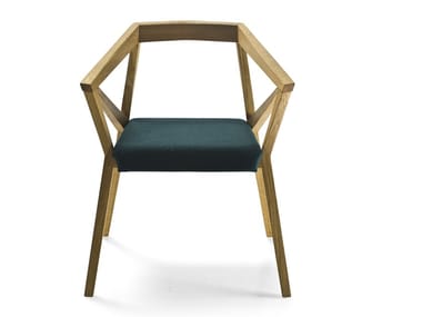 YY CHAIR - Solid wood chair with armrests by Moroso