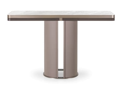 ZERO - Rectangular marble and leather console table by Turri