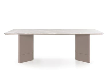 ZERO - Rectangular marble and leather table by Turri