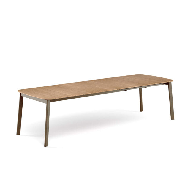 Shine Extensible table with teak top 180+56+56x100 by Emu